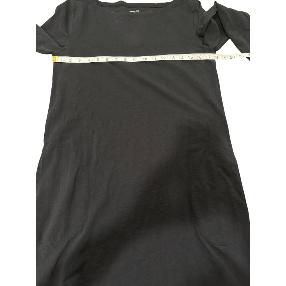 Garnet Hill Womens Midi Dress 3/4 Sleeve Black Cotton Minimalist Size 8 - Picture 6 of 8